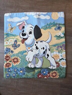 Vintage Disney 101 Dalmations Tapestry Throw Pillow Case, Butterfly & Flowers,